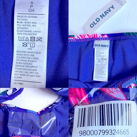NEW OLD NAVY Bikini Swim Bottom Blue Floral Small Women’s - Picture 4 of 14